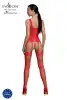 Бодистокинг Passion ECO BS007 red, с доступом, силуэтный рисунок, имитация подвязок photo 2