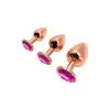 Металлическая анальная пробка Wooomy Tralalo Rose Gold Metal Plug Magenta L, диаметр 4 см, длина 9 с photo 4