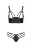 Комплект из экокожи Passion Malwia Bikini 6XL/7XL black, с люверсами и ремешками, бра, трусики photo 3