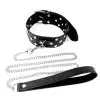 Ошейник с поводком из натуральной кожи с заклепками Art of Sex - Jenna Collar with Leash, черный photo 2