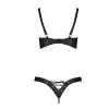Комплект из экокожи CELINE BIKINI black S/M — Passion: открытый бра с лентами, стринги со шнуровкой photo 4