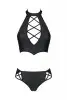 Комплект из экокожи Passion Nancy Bikini 6XL/7XL black, бра и трусики с имитацией шнуровки photo 3
