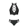Комплект из эко-кожи Nancy Bikini black S/M - Passion, бра и трусики с имитацией шнуровки photo 5