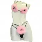 Пушистый комплект: бюстгальтер + трусики-стринги photo 1