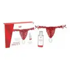 Набор Intt BRAZILIAN PANTY RED: трусики на завязках S-XL с жемчужным кольцом + клубничный лубрикант photo 1