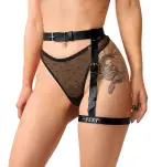 Гартер на ногу Art of Sex - Naomi с надписью SEXY, натуральная кожа, размер XS-2XL, цвет черный photo 1