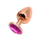 Металлическая анальная пробка Wooomy Tralalo Rose Gold Metal Plug Magenta L, диаметр 4 см, длина 9 с photo 1
