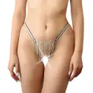 Трусики со стразовой цепью Art of Sex - Lea, размер L-2XL, Серебро/Черный photo 1