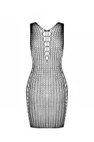 Мини-платье с вертикальным узором Passion BS097 One Size, black, плетение по бокам photo 4