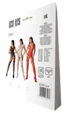 Бодистокинг с плетением на груди Passion BS099 One Size, black, открытый доступ, имитация подвязок photo 7