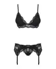 Кружевной комплект белья Obsessive 810-SEG-1 S/M Black, бюстгальтер, стринги, пояс для чулок photo 3