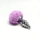 Металлическая анальная пробка Кроличий хвостик Alive Fluffy Twist Plug L Purple, диаметр 3,8 см photo 3