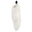 Силиконовая анальная пробка с хвостом из натурального меха Art of Sex size M White fox photo 2
