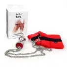 Наручники с металлической анальной пробкой Art of Sex Handcuffs with Metal Anal Plug  size M Red photo 4
