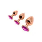 Металлическая анальная пробка Wooomy Tralalo Rose Gold Metal Plug Magenta L, диаметр 4 см, длина 9 с photo 4