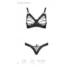 Комплект из экокожи CELINE BIKINI black S/M — Passion: открытый бра с лентами, стринги со шнуровкой photo 5
