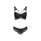 Комплект из эко-кожи с кружевом Loona Set black L/XL - Passion, бра и трусики photo 5