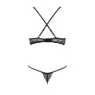 Комплект белья QUENTRIS BIKINI black S/M - Passion Exclusive, стринги и полуоткрытый лиф photo 4