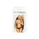 Трусики-стринги Penthouse Pure Instincts S/M Black, кружево, открытый доступ, леопардовый декор photo 3