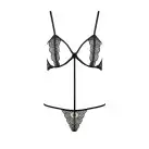 Комплект белья QUENTRIS BIKINI black S/M - Passion Exclusive, стринги и полуоткрытый лиф photo 3