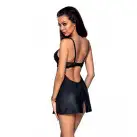 Бэби-долл из эко-кожи и кружева Loona Chemise black S/M - Passion photo 2