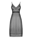Полупрозрачная длинная сорочка Obsessive Estiqua chemise XS/S, черный, ассиметричный крой photo 5
