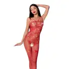 Ажурный бодистокинг с интимными вырезами Passion BS076 red photo 1